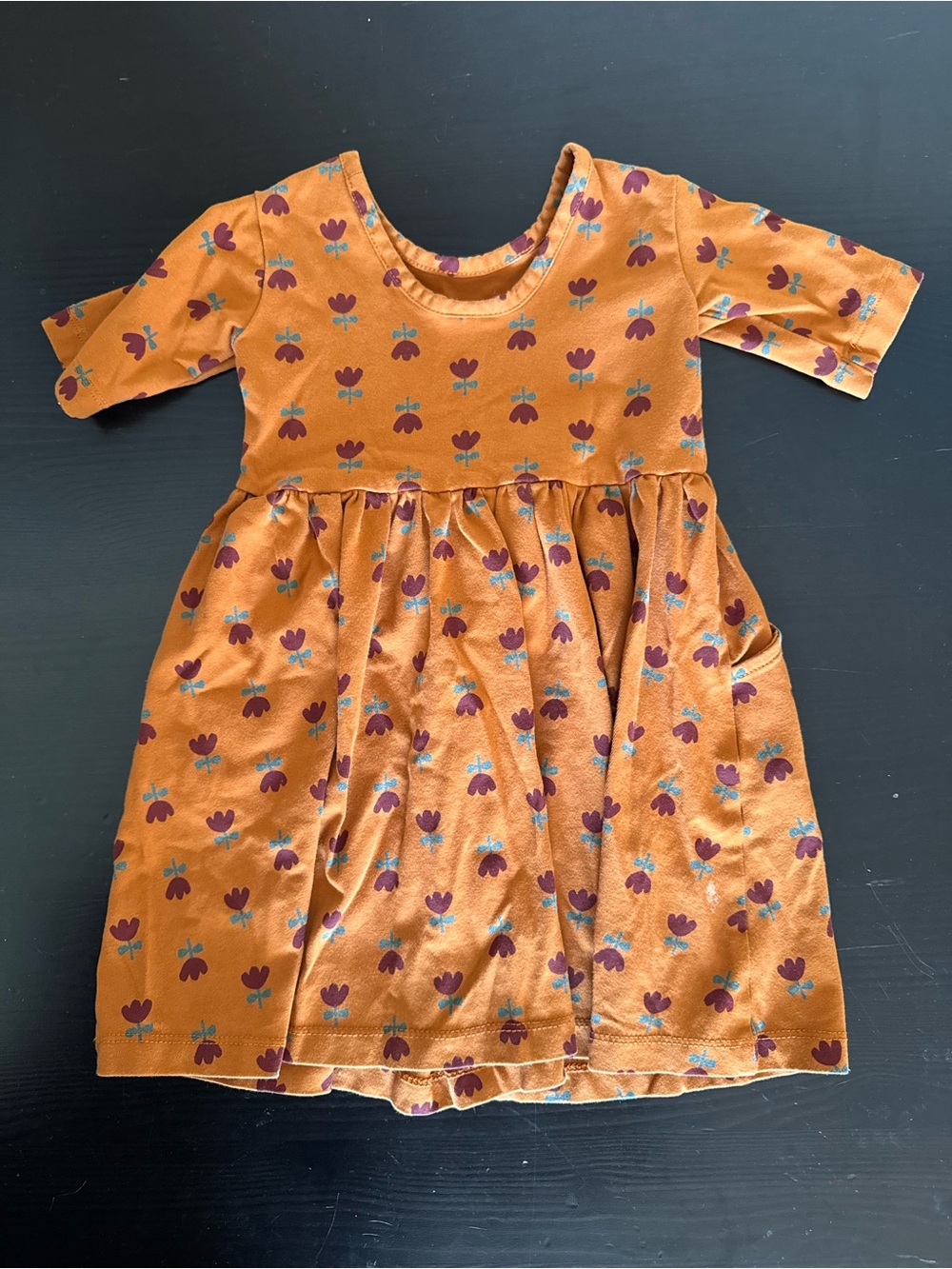 Hanna Andersson Orange Floral Knit Twirl Dress